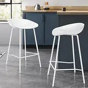 [ALFORDSON] 2X Bar Stools Kitchen Counter Dining Chair with Footrest 67cm Seat Height for Home Bar Dining Room, White