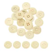 100Pcs Wooden Buttons 20mm 4 Hole Round Wood Sewing Button Craft, Natural Wood