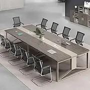 HOLGVE Conference Table, for 8-10 People Meeting Desk, Rectangular Training Table, with Metal Frame, for Office Room Computer Desk, Only Table