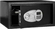 Amazon Basics Steel Security Safe with Programmable Electronic Keypad - Secure Valuables, Cash, Jewelry, ID Documents - Black, 28 Liters, 43 x 37 x 23cm