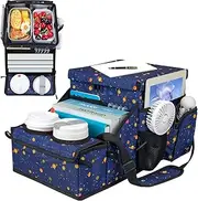 INFANZIA Car Seat Organizer, Backseat Van Organizer with Cup Holders for Car Front Passenger and Back Seat, Carseat Storages with Cooler Compartment for Kids and Adults for Toy, Snacks, Sky Blue