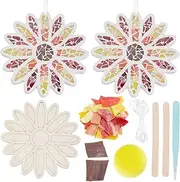 WEBEEDY 2 Sets Sunflower Mosaic Tiles for Crafts, Glass Mosaic Coaster Kit with Wooden Base Wall Hanging DIY Mosaic Kit Unique Gifts for Women, Birthday Gift, Home or Garden Decoration, 15cm