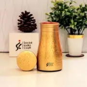 Pure Copper Water Bottle Etched Gold Carafe pure Copper Picther Jug Home Decor