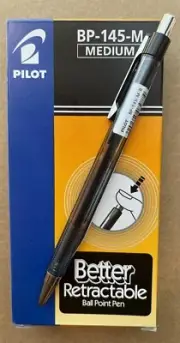 Pilot BP-145 Retractable Ballpoint Pens Medium Black 12 Pack