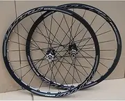 26 Inch Mountain Bike Wheelset QR Disc Brake Bicycle Bearing Hubs Cassette 8 9 10 11 Speed MTB Front Rear Wheels CNC Double Wall Rims Flat Spokes (Color : Black, Size : 26inch)