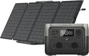 ECOFLOW RIVER 2 MAX Portable Power Station with 110W Solar Panel, 512Wh LiFeP04 Battery/ 1 Hour Fast Charging, Up To 1000W Output, Solar Generator for Outdoor Camping/RVs/Home Use