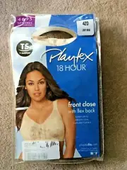 Playtex 42D Beige 18 Hour Front Close Soft Cup Bra with Flex Back # 4695 NWT