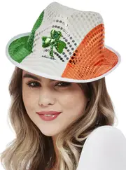 Irish Flag St Patrick's Day Sequinned Trilby Costume Hat
