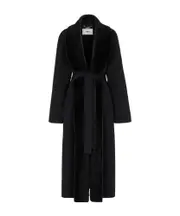 Fendi Wrap-Style Belted Waist Cocoon Coat IT40,IT42 black