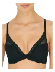 [Natori] Feathers Lightly Padded Wired Plunge Bra in Black