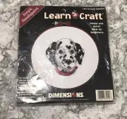 NEW DEVOTED DALMATIAN CROSS STITCH EMBROIDERY KIT DIMENSIONS Made in USA VINTAGE