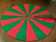 17 1/4" Quilted Christmas Tree Skirt, reversible, handmade, one of a kind