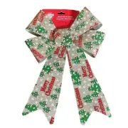 NWT! 2 large Christmas decorative bows. Trees/snowflakes