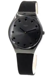 New Swiss Swatch Irony Skin DARK SPARK Nubuck Leather Women Watch 38mm SYXB106