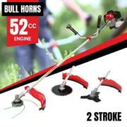 BBT 52cc 2-Stroke Brush Cutter / Whipper Snipper Bull Horns - 2-Year Warranty
