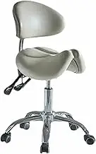 Ergonomic Split Seat Saddle Stool with Back Support Wheels,Adjustable Rolling Stool,Professional Saddle Stool Chair