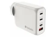 Verbatim 100 W AC Adapter - 1 Pack - Universal Adapter - 1 USB - 3 USB Type-C - For Notebook, Tablet PC, Smartphone, Gaming Console, MacBook Pro, -