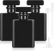 Pack of 3 Black Perfume Bottles, Empty, 50 ml Glass Perfume Bottles for Filling, Square Perfume Atomiser, Portable Perfume Atomiser with Perfume Dispenser for Travel, Work, Appointments