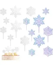 16PCS Snowflakes Cake Toppers Frozen Cake Toppers Frozen Birthday