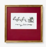 New Studio McGee Threshold Target Santa Sleigh &Reindeer 14x14 Framed Art