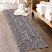 Grey Bath Mat - Large Soft Bathroom Rugs Water Absorbent Non-Slip Quick Dryin...