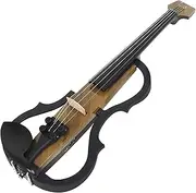 Oimzzr 4/4 Violin Full Size Set Carbon Professional Silent Electric Violin for Beginners Students School Learners Shoulder with Headphones Connecting Cables Shoulder Pads Violin Kit Light Wood Grain