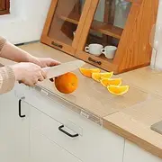 Acrylic Cutting Board with Waste Container and Counter Lip,17x13 Inch Large Clear Cutting Board for Kitchen Countertop,60% Thicker,Non-Slip - Ideal for Cutting Vegetables, Fruits, Meat, and Bread