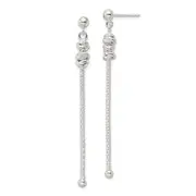 Sterling Silver Fancy Knot W/Chain Post Dangle Earrings