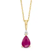 Pear-Shaped Ruby and Natural Diamond Accent Tri-Top Pendant in 10K Yellow Gold
