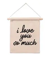 FRANKIE JEAN I Love You So Much Hanging Canvas Banner for Nursery or Home