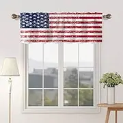 DOTOOMA 54x18 Inches American Flag Window Treatment Valance Vintage USA Flag Kitchen Blackout Drapes Bathroom Bedroom Living Room Polyester Fabric Curtains Decorations Supplies