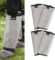 Harrison Howard Loose Fitting Fly Boots UV-Protective Extra Tough Mesh Ventilated Four Fasteners Stay-on Design Protect Horse Legs & Stomp-Reducing Set of 4 Silver Grey Large