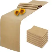 6 Pack Natural Burlap Table Runners,12 x 72 Inch Rustic Jute Table Runner and...