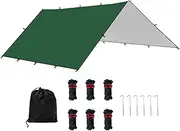 Amagogo Camping Tent Tarp Waterproof with 6 Stakes and 6 Ropes Sun Canopy Multifunctional for Travelling, Party Easily Install, Green M