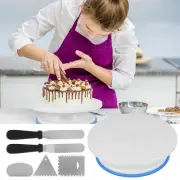 6Pcs Cake Decorating Kit 11inch Cake Rotating Turntable Set with 2 Icing StQUu