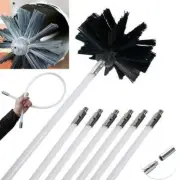 5pcs Flexible Chimney Sweep Set Flue Sweeping Brush & Rod Kit Soot Cleaning