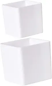 NULYLU 2pcs White Plastic Plant Pots Self Watering Planter Boxes for Indoor Succulents and Orchids Space Saving Design for Spaces for Garden and Home Decor