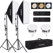 Softbox Lighting Kit Photography Studio Remote Continuous Light Stand Set R9C0