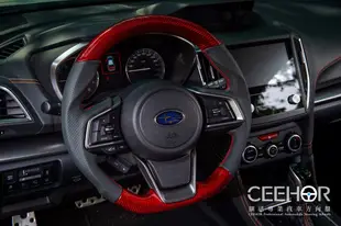 [細活方向盤]紅碳纖維款 Subaru Forester XV Impreza 變形蟲方向盤 方向盤 (10折)