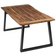Solid Wood Dining Table Kitchen Furniture Timber Metal Legs Industrial Style