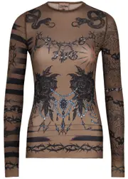 Jean Paul Gaultier X Knwls Printed Stretch-jersey top - Brown - L L
