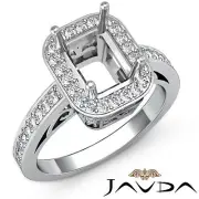 Emerald Semi Mount Halo Setting Diamond Engagement Ring 18k White Gold 0.85Ctw