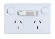 Double Power Point with In-built Retractable Charging Cable - White