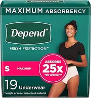 Depend FIT-FLEX Incontinence Underwear for Women, Maximum Absorbency, S, Tan (Packaging may vary)