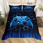 Gamepad DOONA Duvet Cover Set Queen Size, Blue Geometric Reversible Bedding Set