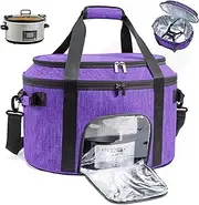 Double-Layer Slow Cooker Carrying Bag for 6-8 Quart CrockPot and Hamlton Beach, Travel Bag With Lid Fastener, Portable Carrier Case With See-Through Window