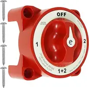 350A 4 Position Double Battery Isolator Switch Waterproof Rust Resistant Boat Battery Disconnect Switch for Machine Truck Van Electronic Car..(Gules)