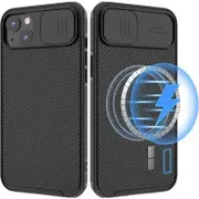 Nillkin For Apple iPhone 14 Case [Support Magsafe Charger] CamShield With Camera Protection Case Slim Magnetic Shockproof Heavy Duty Cover (Black)