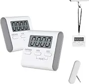 Countdown Timer Alarm Clock Students Training Timing & Digital Kitchen Timer - White 2 Pieces