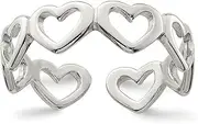 [JewelryWeb] 925 Sterling Silver Solid Cut Out Love Hearts toe ring